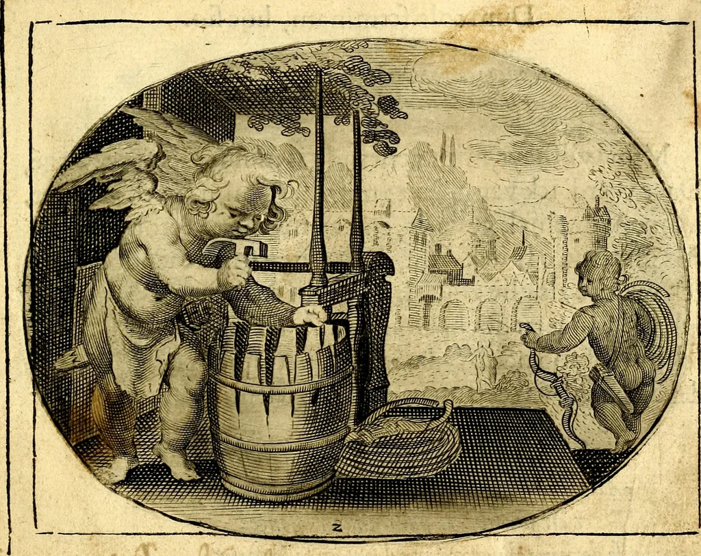 An illustration from Het ambach van Cvpido, op een nieuw ouersien ende verbetert, 1615, leaf 12
