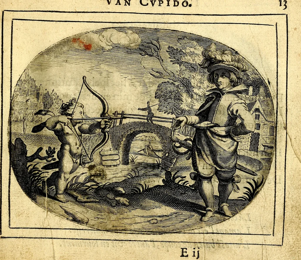 An illustration from Het ambach van Cvpido, op een nieuw ouersien ende verbetert, 1615, leaf 34