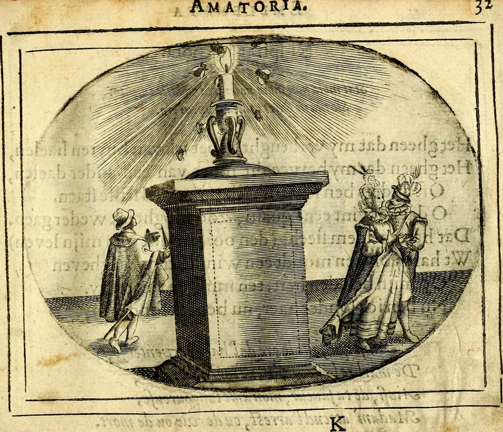 An illustration from Het ambach van Cvpido, op een nieuw ouersien ende verbetert, 1615, leaf 72