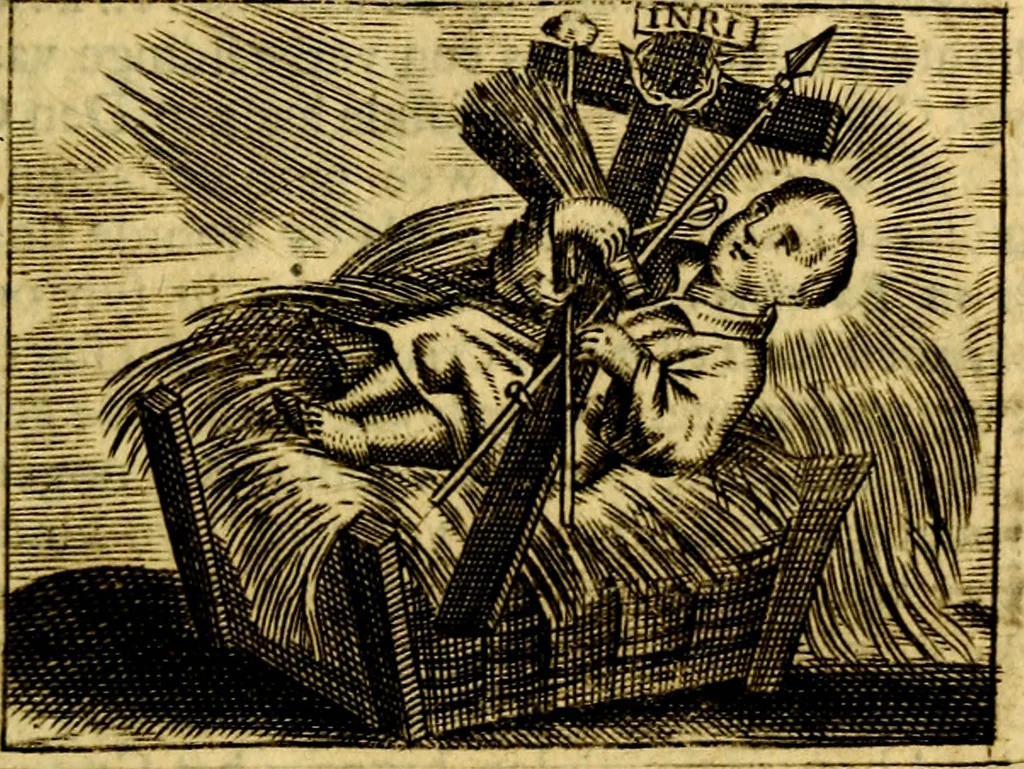 An illustration from Het duyfken in de steen-rotse; dat is, Eene mede-lydende ziele op de bittere passie Jesu Christi mediterende. Gemaekt door eenen Priester der Societeyt Jesu. 8. druck, rycker van stoffe, van beelden en van poësie, 1753, leaf 14