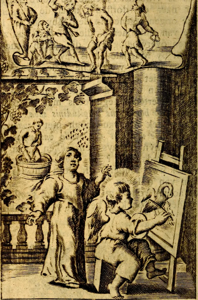 An illustration from Het duyfken in de steen-rotse; dat is, Eene mede-lydende ziele op de bittere passie Jesu Christi mediterende. Gemaekt door eenen Priester der Societeyt Jesu. 8. druck, rycker van stoffe, van beelden en van poësie, 1753, leaf 155