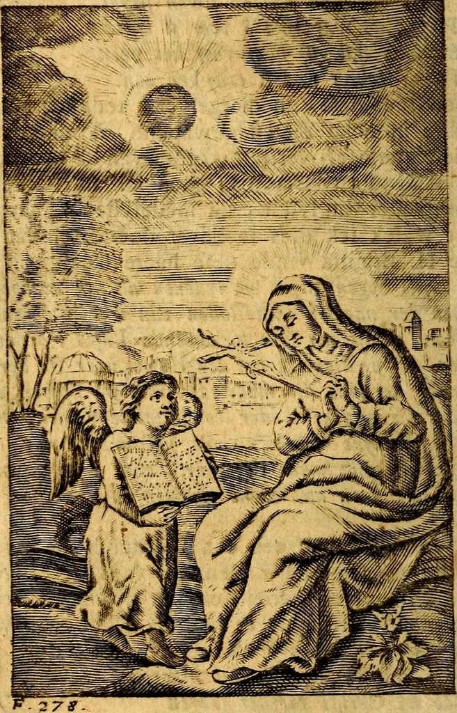 An illustration from Het duyfken in de steen-rotse; dat is, Eene mede-lydende ziele op de bittere passie Jesu Christi mediterende. Gemaekt door eenen Priester der Societeyt Jesu. 8. druck, rycker van stoffe, van beelden en van poësie, 1753, leaf 59