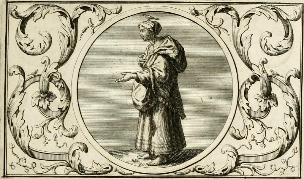 An illustration from Het groot natuur- en zedekundigh werelttoneel, of, Woordenboek van meer dan 1200 aeloude Egiptische, Grieksche en Romeinsche zinnebeelden of beeldenspraek ... : op nieu uit de oirsprongklyke schriften van Cezar Ripa, Zaratino Kastellini, Piërius Valerianus, Horus Apollo en andere ... getrokken in eene alphabetische ordre gebragt, met uitvoerige aenmerkingen en ophelderingen ... door een' ervaren taelen outheitkundigen, hebende voor het overige de uitmuntende dichter, Hubert Korneliszoon Poot dit werk ten opzichte van den text ... in klaer en zuiver Nederduitsch overgeschreven, en achte verscheide zinnebeelden dichtkundige toepassingen gestelt ; met fraeje kunstplaten versiert .., 1743, leaf 114