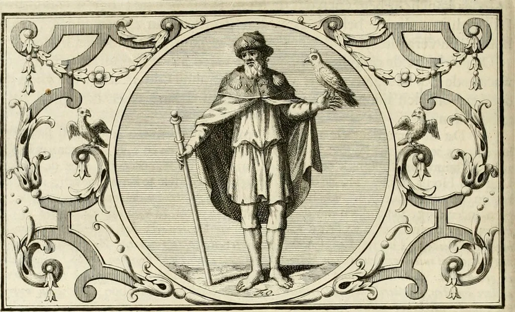 An illustration from Het groot natuur- en zedekundigh werelttoneel, of, Woordenboek van meer dan 1200 aeloude Egiptische, Grieksche en Romeinsche zinnebeelden of beeldenspraek ... : op nieu uit de oirsprongklyke schriften van Cezar Ripa, Zaratino Kastellini, Piërius Valerianus, Horus Apollo en andere ... getrokken in eene alphabetische ordre gebragt, met uitvoerige aenmerkingen en ophelderingen ... door een' ervaren taelen outheitkundigen, hebende voor het overige de uitmuntende dichter, Hubert Korneliszoon Poot dit werk ten opzichte van den text ... in klaer en zuiver Nederduitsch overgeschreven, en achte verscheide zinnebeelden dichtkundige toepassingen gestelt ; met fraeje kunstplaten versiert .., 1743, leaf 119