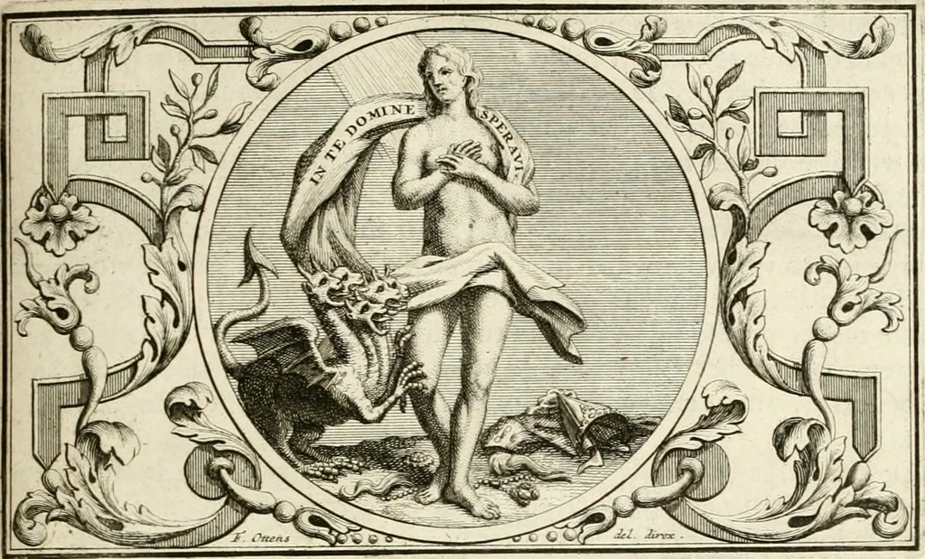 An illustration from Het groot natuur- en zedekundigh werelttoneel, of, Woordenboek van meer dan 1200 aeloude Egiptische, Grieksche en Romeinsche zinnebeelden of beeldenspraek ... : op nieu uit de oirsprongklyke schriften van Cezar Ripa, Zaratino Kastellini, Piërius Valerianus, Horus Apollo en andere ... getrokken in eene alphabetische ordre gebragt, met uitvoerige aenmerkingen en ophelderingen ... door een' ervaren taelen outheitkundigen, hebende voor het overige de uitmuntende dichter, Hubert Korneliszoon Poot dit werk ten opzichte van den text ... in klaer en zuiver Nederduitsch overgeschreven, en achte verscheide zinnebeelden dichtkundige toepassingen gestelt ; met fraeje kunstplaten versiert .., 1743, leaf 142