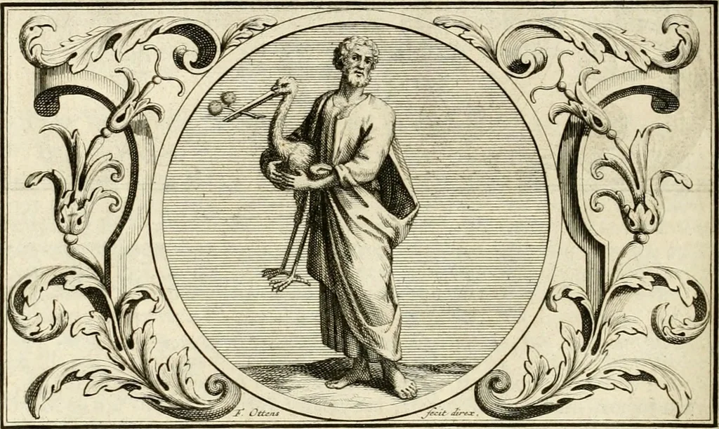 An illustration from Het groot natuur- en zedekundigh werelttoneel, of, Woordenboek van meer dan 1200 aeloude Egiptische, Grieksche en Romeinsche zinnebeelden of beeldenspraek ... : op nieu uit de oirsprongklyke schriften van Cezar Ripa, Zaratino Kastellini, Piërius Valerianus, Horus Apollo en andere ... getrokken in eene alphabetische ordre gebragt, met uitvoerige aenmerkingen en ophelderingen ... door een' ervaren taelen outheitkundigen, hebende voor het overige de uitmuntende dichter, Hubert Korneliszoon Poot dit werk ten opzichte van den text ... in klaer en zuiver Nederduitsch overgeschreven, en achte verscheide zinnebeelden dichtkundige toepassingen gestelt ; met fraeje kunstplaten versiert .., 1743, leaf 161