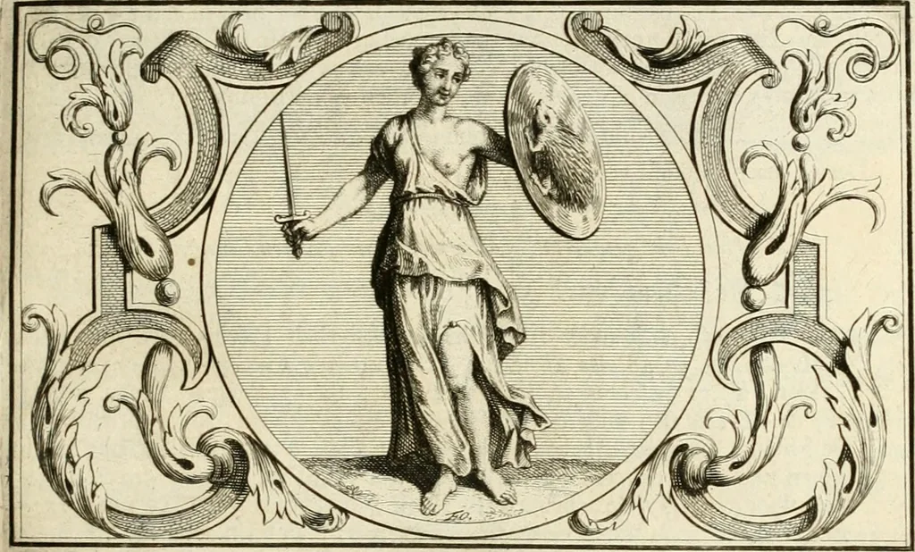 An illustration from Het groot natuur- en zedekundigh werelttoneel, of, Woordenboek van meer dan 1200 aeloude Egiptische, Grieksche en Romeinsche zinnebeelden of beeldenspraek ... : op nieu uit de oirsprongklyke schriften van Cezar Ripa, Zaratino Kastellini, Piërius Valerianus, Horus Apollo en andere ... getrokken in eene alphabetische ordre gebragt, met uitvoerige aenmerkingen en ophelderingen ... door een' ervaren taelen outheitkundigen, hebende voor het overige de uitmuntende dichter, Hubert Korneliszoon Poot dit werk ten opzichte van den text ... in klaer en zuiver Nederduitsch overgeschreven, en achte verscheide zinnebeelden dichtkundige toepassingen gestelt ; met fraeje kunstplaten versiert .., 1743, leaf 164