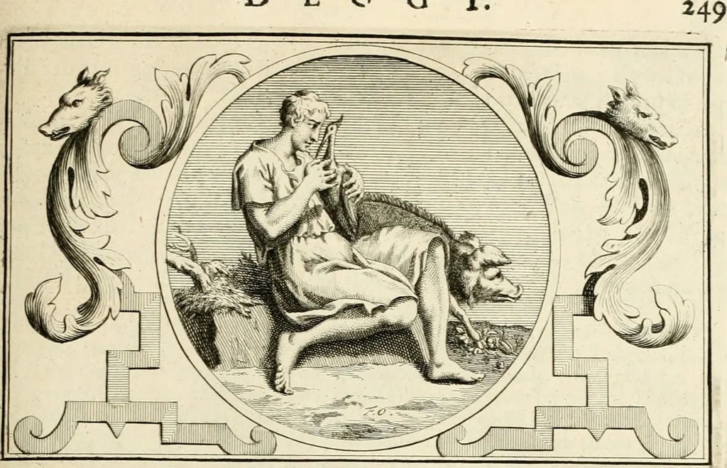 An illustration from Het groot natuur- en zedekundigh werelttoneel, of, Woordenboek van meer dan 1200 aeloude Egiptische, Grieksche en Romeinsche zinnebeelden of beeldenspraek ... : op nieu uit de oirsprongklyke schriften van Cezar Ripa, Zaratino Kastellini, Piërius Valerianus, Horus Apollo en andere ... getrokken in eene alphabetische ordre gebragt, met uitvoerige aenmerkingen en ophelderingen ... door een' ervaren taelen outheitkundigen, hebende voor het overige de uitmuntende dichter, Hubert Korneliszoon Poot dit werk ten opzichte van den text ... in klaer en zuiver Nederduitsch overgeschreven, en achte verscheide zinnebeelden dichtkundige toepassingen gestelt ; met fraeje kunstplaten versiert .., 1743, leaf 286