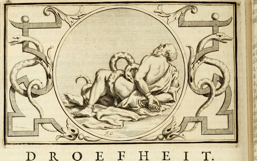 An illustration from Het groot natuur- en zedekundigh werelttoneel, of, Woordenboek van meer dan 1200 aeloude Egiptische, Grieksche en Romeinsche zinnebeelden of beeldenspraek ... : op nieu uit de oirsprongklyke schriften van Cezar Ripa, Zaratino Kastellini, Piërius Valerianus, Horus Apollo en andere ... getrokken in eene alphabetische ordre gebragt, met uitvoerige aenmerkingen en ophelderingen ... door een' ervaren taelen outheitkundigen, hebende voor het overige de uitmuntende dichter, Hubert Korneliszoon Poot dit werk ten opzichte van den text ... in klaer en zuiver Nederduitsch overgeschreven, en achte verscheide zinnebeelden dichtkundige toepassingen gestelt ; met fraeje kunstplaten versiert .., 1743, leaf 315