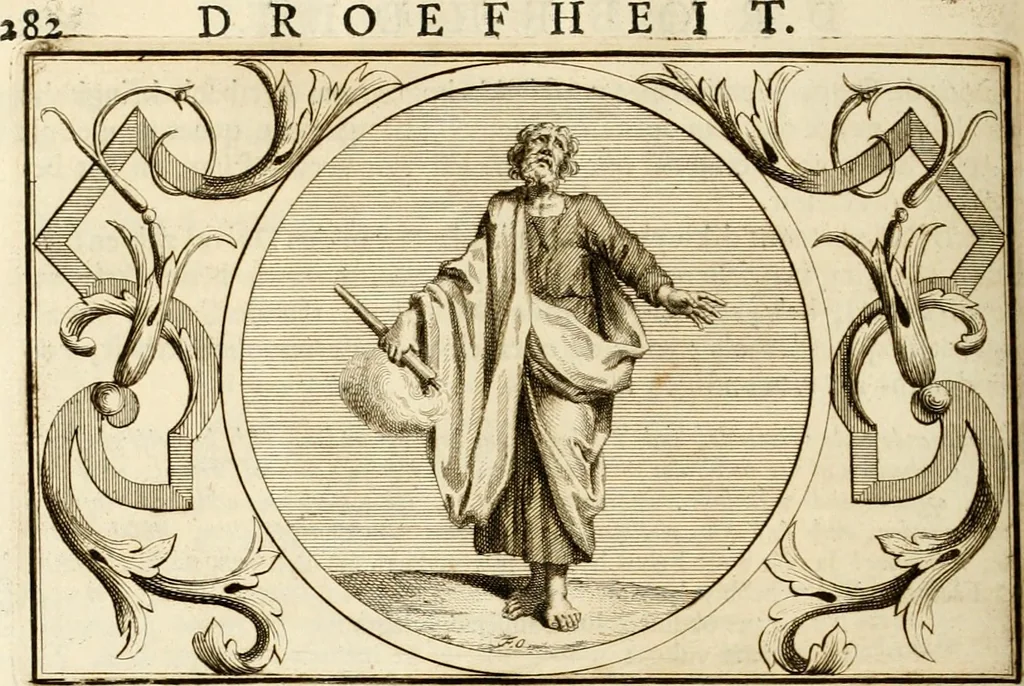 An illustration from Het groot natuur- en zedekundigh werelttoneel, of, Woordenboek van meer dan 1200 aeloude Egiptische, Grieksche en Romeinsche zinnebeelden of beeldenspraek ... : op nieu uit de oirsprongklyke schriften van Cezar Ripa, Zaratino Kastellini, Piërius Valerianus, Horus Apollo en andere ... getrokken in eene alphabetische ordre gebragt, met uitvoerige aenmerkingen en ophelderingen ... door een' ervaren taelen outheitkundigen, hebende voor het overige de uitmuntende dichter, Hubert Korneliszoon Poot dit werk ten opzichte van den text ... in klaer en zuiver Nederduitsch overgeschreven, en achte verscheide zinnebeelden dichtkundige toepassingen gestelt ; met fraeje kunstplaten versiert .., 1743, leaf 319