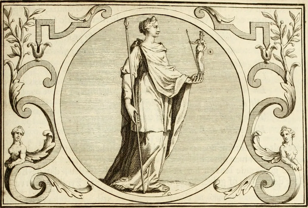 An illustration from Het groot natuur- en zedekundigh werelttoneel, of, Woordenboek van meer dan 1200 aeloude Egiptische, Grieksche en Romeinsche zinnebeelden of beeldenspraek ... : op nieu uit de oirsprongklyke schriften van Cezar Ripa, Zaratino Kastellini, Piërius Valerianus, Horus Apollo en andere ... getrokken in eene alphabetische ordre gebragt, met uitvoerige aenmerkingen en ophelderingen ... door een' ervaren taelen outheitkundigen, hebende voor het overige de uitmuntende dichter, Hubert Korneliszoon Poot dit werk ten opzichte van den text ... in klaer en zuiver Nederduitsch overgeschreven, en achte verscheide zinnebeelden dichtkundige toepassingen gestelt ; met fraeje kunstplaten versiert .., 1743, leaf 344