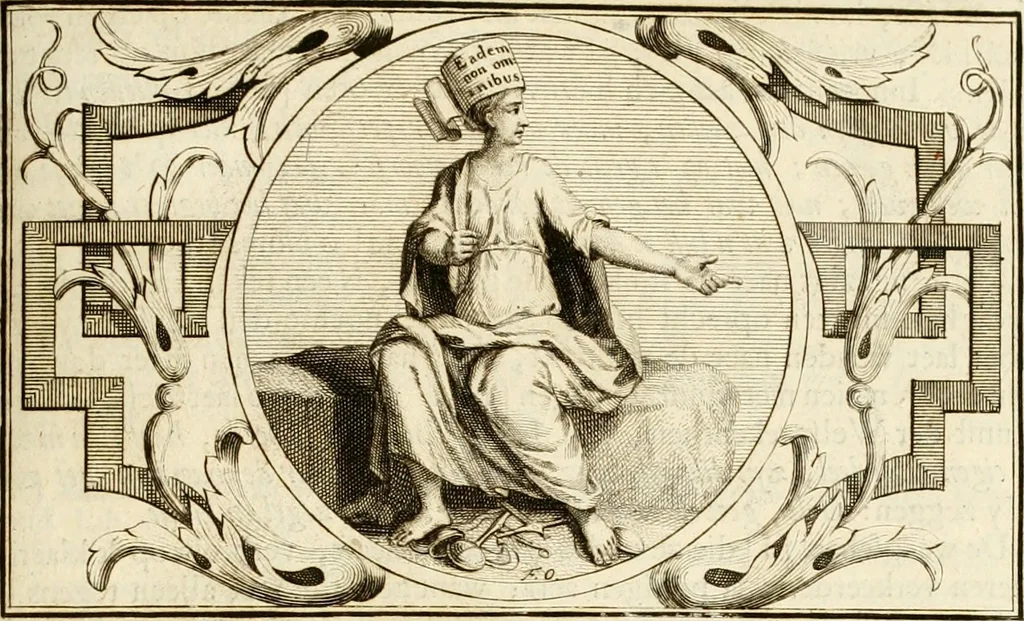An illustration from Het groot natuur- en zedekundigh werelttoneel, of, Woordenboek van meer dan 1200 aeloude Egiptische, Grieksche en Romeinsche zinnebeelden of beeldenspraek ... : op nieu uit de oirsprongklyke schriften van Cezar Ripa, Zaratino Kastellini, Piërius Valerianus, Horus Apollo en andere ... getrokken in eene alphabetische ordre gebragt, met uitvoerige aenmerkingen en ophelderingen ... door een' ervaren taelen outheitkundigen, hebende voor het overige de uitmuntende dichter, Hubert Korneliszoon Poot dit werk ten opzichte van den text ... in klaer en zuiver Nederduitsch overgeschreven, en achte verscheide zinnebeelden dichtkundige toepassingen gestelt ; met fraeje kunstplaten versiert .., 1743, leaf 356