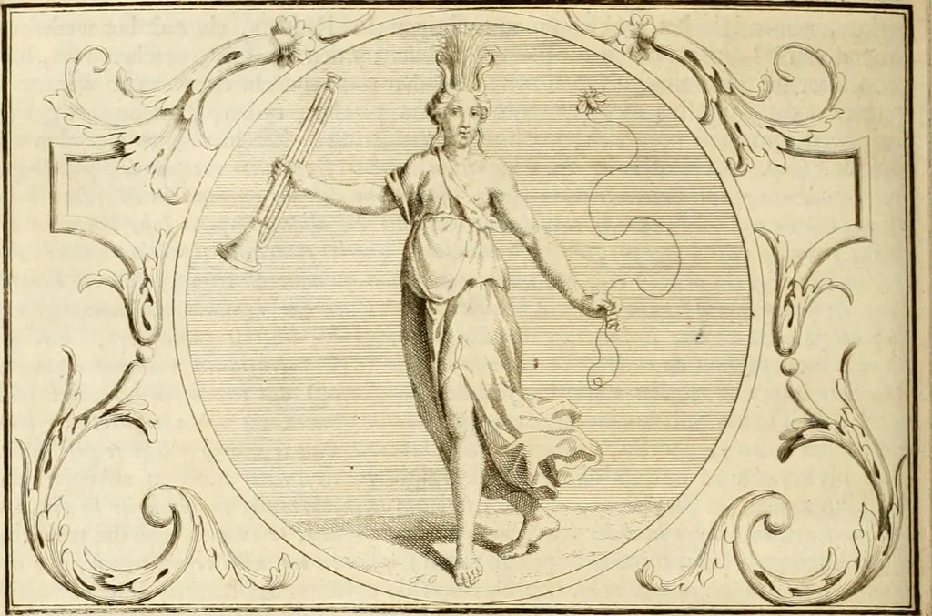 An illustration from Het groot natuur- en zedekundigh werelttoneel, of, Woordenboek van meer dan 1200 aeloude Egiptische, Grieksche en Romeinsche zinnebeelden of beeldenspraek ... : op nieu uit de oirsprongklyke schriften van Cezar Ripa, Zaratino Kastellini, Piërius Valerianus, Horus Apollo en andere ... getrokken in eene alphabetische ordre gebragt, met uitvoerige aenmerkingen en ophelderingen ... door een' ervaren taelen outheitkundigen, hebende voor het overige de uitmuntende dichter, Hubert Korneliszoon Poot dit werk ten opzichte van den text ... in klaer en zuiver Nederduitsch overgeschreven, en achte verscheide zinnebeelden dichtkundige toepassingen gestelt ; met fraeje kunstplaten versiert .., 1743, leaf 367