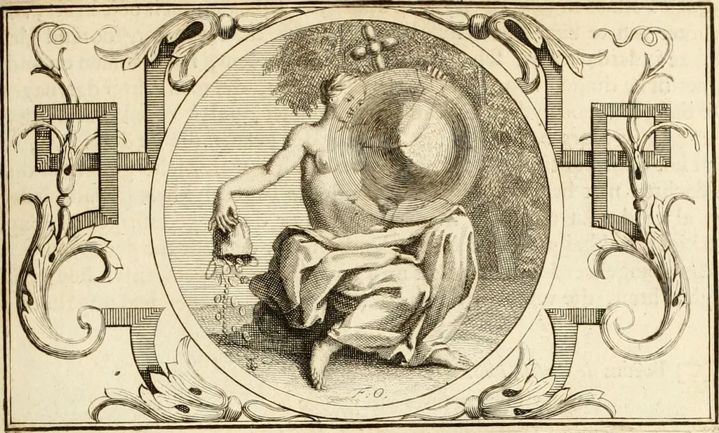 An illustration from Het groot natuur- en zedekundigh werelttoneel, of, Woordenboek van meer dan 1200 aeloude Egiptische, Grieksche en Romeinsche zinnebeelden of beeldenspraek ... : op nieu uit de oirsprongklyke schriften van Cezar Ripa, Zaratino Kastellini, Piërius Valerianus, Horus Apollo en andere ... getrokken in eene alphabetische ordre gebragt, met uitvoerige aenmerkingen en ophelderingen ... door een' ervaren taelen outheitkundigen, hebende voor het overige de uitmuntende dichter, Hubert Korneliszoon Poot dit werk ten opzichte van den text ... in klaer en zuiver Nederduitsch overgeschreven, en achte verscheide zinnebeelden dichtkundige toepassingen gestelt ; met fraeje kunstplaten versiert .., 1743, leaf 434