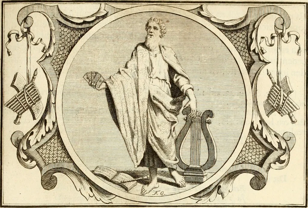 An illustration from Het groot natuur- en zedekundigh werelttoneel, of, Woordenboek van meer dan 1200 aeloude Egiptische, Grieksche en Romeinsche zinnebeelden of beeldenspraek ... : op nieu uit de oirsprongklyke schriften van Cezar Ripa, Zaratino Kastellini, Piërius Valerianus, Horus Apollo en andere ... getrokken in eene alphabetische ordre gebragt, met uitvoerige aenmerkingen en ophelderingen ... door een' ervaren taelen outheitkundigen, hebende voor het overige de uitmuntende dichter, Hubert Korneliszoon Poot dit werk ten opzichte van den text ... in klaer en zuiver Nederduitsch overgeschreven, en achte verscheide zinnebeelden dichtkundige toepassingen gestelt ; met fraeje kunstplaten versiert .., 1743, leaf 436