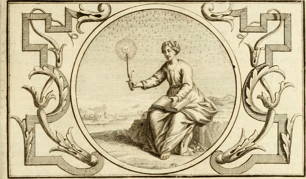 An illustration from Het groot natuur- en zedekundigh werelttoneel, of, Woordenboek van meer dan 1200 aeloude Egiptische, Grieksche en Romeinsche zinnebeelden of beeldenspraek ... : op nieu uit de oirsprongklyke schriften van Cezar Ripa, Zaratino Kastellini, Piërius Valerianus, Horus Apollo en andere ... getrokken in eene alphabetische ordre gebragt, met uitvoerige aenmerkingen en ophelderingen ... door een' ervaren taelen outheitkundigen, hebende voor het overige de uitmuntende dichter, Hubert Korneliszoon Poot dit werk ten opzichte van den text ... in klaer en zuiver Nederduitsch overgeschreven, en achte verscheide zinnebeelden dichtkundige toepassingen gestelt ; met fraeje kunstplaten versiert .., 1743, leaf 474