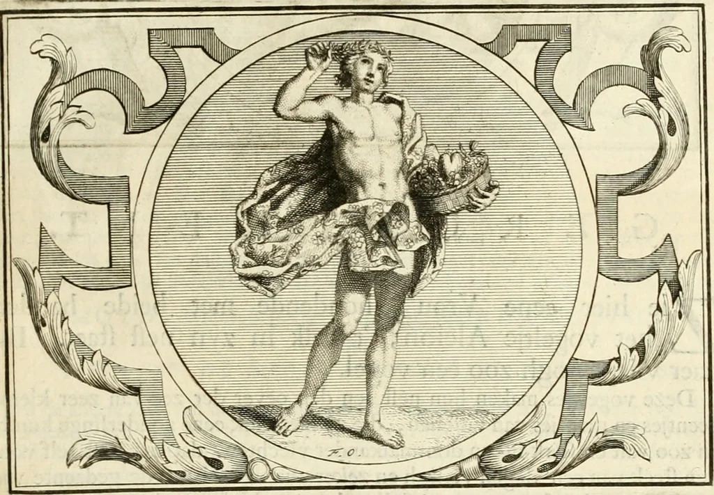 An illustration from Het groot natuur- en zedekundigh werelttoneel, of, Woordenboek van meer dan 1200 aeloude Egiptische, Grieksche en Romeinsche zinnebeelden of beeldenspraek ... : op nieu uit de oirsprongklyke schriften van Cezar Ripa, Zaratino Kastellini, Piërius Valerianus, Horus Apollo en andere ... getrokken in eene alphabetische ordre gebragt, met uitvoerige aenmerkingen en ophelderingen ... door een' ervaren taelen outheitkundigen, hebende voor het overige de uitmuntende dichter, Hubert Korneliszoon Poot dit werk ten opzichte van den text ... in klaer en zuiver Nederduitsch overgeschreven, en achte verscheide zinnebeelden dichtkundige toepassingen gestelt ; met fraeje kunstplaten versiert .., 1743, leaf 508