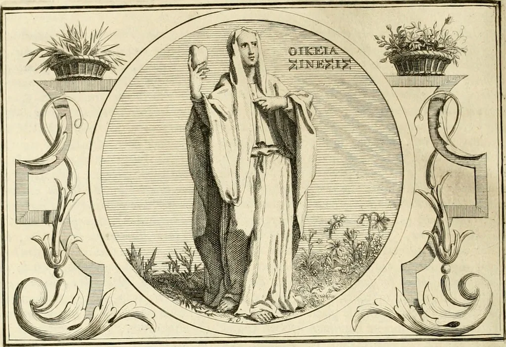 An illustration from Het groot natuur- en zedekundigh werelttoneel, of, Woordenboek van meer dan 1200 aeloude Egiptische, Grieksche en Romeinsche zinnebeelden of beeldenspraek ... : op nieu uit de oirsprongklyke schriften van Cezar Ripa, Zaratino Kastellini, Piërius Valerianus, Horus Apollo en andere ... getrokken in eene alphabetische ordre gebragt, met uitvoerige aenmerkingen en ophelderingen ... door een' ervaren taelen outheitkundigen, hebende voor het overige de uitmuntende dichter, Hubert Korneliszoon Poot dit werk ten opzichte van den text ... in klaer en zuiver Nederduitsch overgeschreven, en achte verscheide zinnebeelden dichtkundige toepassingen gestelt ; met fraeje kunstplaten versiert .., 1743, leaf 521