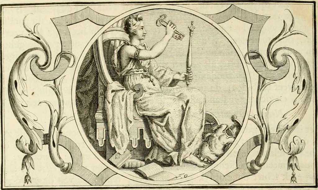 An illustration from Het groot natuur- en zedekundigh werelttoneel, of, Woordenboek van meer dan 1200 aeloude Egiptische, Grieksche en Romeinsche zinnebeelden of beeldenspraek ... : op nieu uit de oirsprongklyke schriften van Cezar Ripa, Zaratino Kastellini, Piërius Valerianus, Horus Apollo en andere ... getrokken in eene alphabetische ordre gebragt, met uitvoerige aenmerkingen en ophelderingen ... door een' ervaren taelen outheitkundigen, hebende voor het overige de uitmuntende dichter, Hubert Korneliszoon Poot dit werk ten opzichte van den text ... in klaer en zuiver Nederduitsch overgeschreven, en achte verscheide zinnebeelden dichtkundige toepassingen gestelt ; met fraeje kunstplaten versiert .., 1743, leaf 529