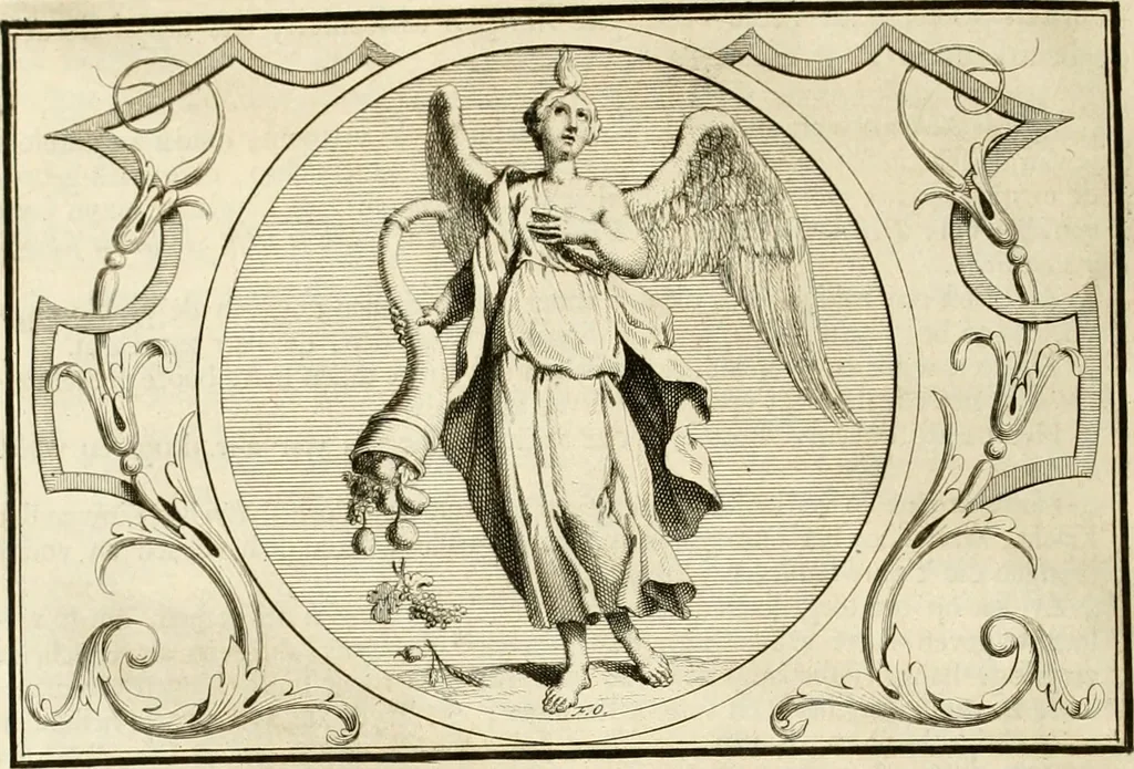 An illustration from Het groot natuur- en zedekundigh werelttoneel, of, Woordenboek van meer dan 1200 aeloude Egiptische, Grieksche en Romeinsche zinnebeelden of beeldenspraek ... : op nieu uit de oirsprongklyke schriften van Cezar Ripa, Zaratino Kastellini, Piërius Valerianus, Horus Apollo en andere ... getrokken in eene alphabetische ordre gebragt, met uitvoerige aenmerkingen en ophelderingen ... door een' ervaren taelen outheitkundigen, hebende voor het overige de uitmuntende dichter, Hubert Korneliszoon Poot dit werk ten opzichte van den text ... in klaer en zuiver Nederduitsch overgeschreven, en achte verscheide zinnebeelden dichtkundige toepassingen gestelt ; met fraeje kunstplaten versiert .., 1743, leaf 561
