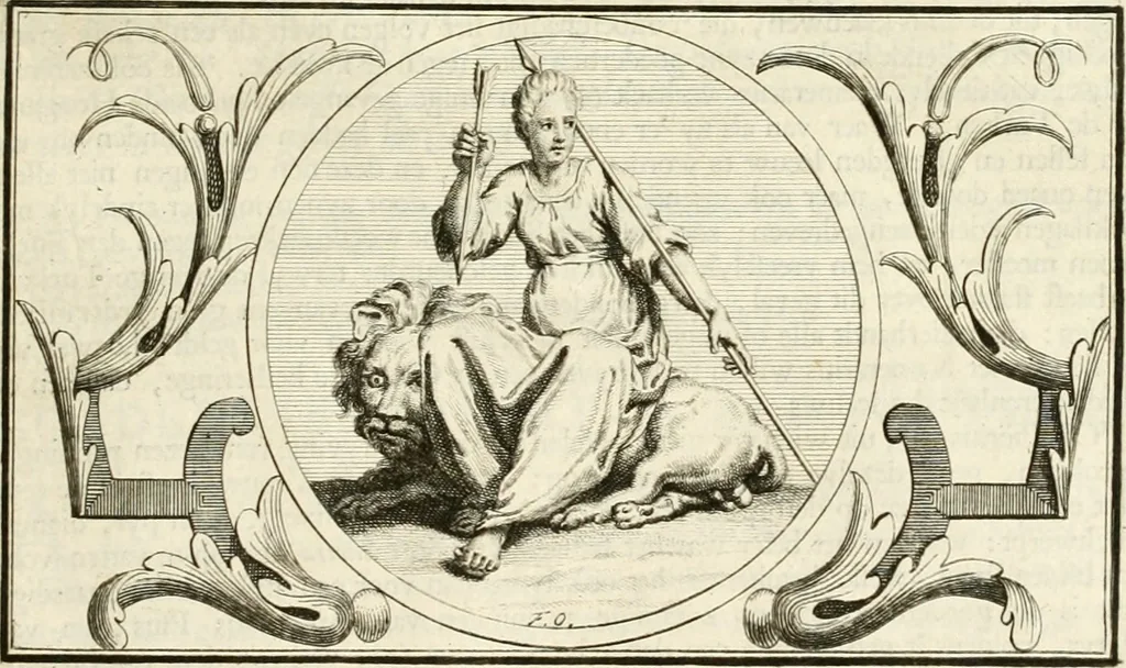 An illustration from Het groot natuur- en zedekundigh werelttoneel, of, Woordenboek van meer dan 1200 aeloude Egiptische, Grieksche en Romeinsche zinnebeelden of beeldenspraek ... : op nieu uit de oirsprongklyke schriften van Cezar Ripa, Zaratino Kastellini, Piërius Valerianus, Horus Apollo en andere ... getrokken in eene alphabetische ordre gebragt, met uitvoerige aenmerkingen en ophelderingen ... door een' ervaren taelen outheitkundigen, hebende voor het overige de uitmuntende dichter, Hubert Korneliszoon Poot dit werk ten opzichte van den text ... in klaer en zuiver Nederduitsch overgeschreven, en achte verscheide zinnebeelden dichtkundige toepassingen gestelt ; met fraeje kunstplaten versiert .., 1743, leaf 566