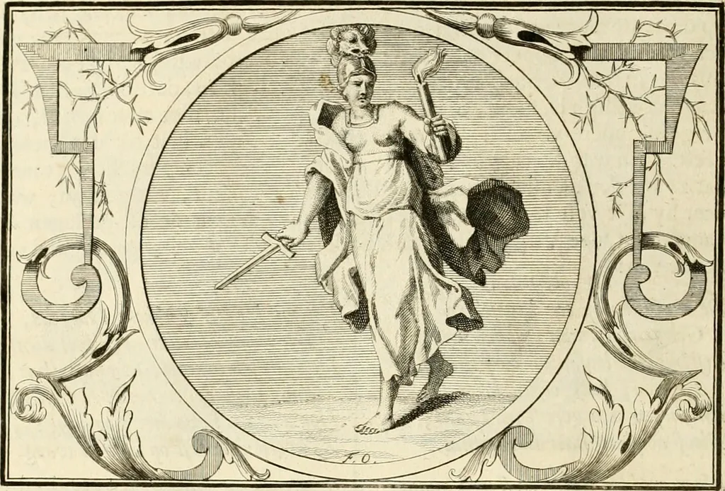An illustration from Het groot natuur- en zedekundigh werelttoneel, of, Woordenboek van meer dan 1200 aeloude Egiptische, Grieksche en Romeinsche zinnebeelden of beeldenspraek ... : op nieu uit de oirsprongklyke schriften van Cezar Ripa, Zaratino Kastellini, Piërius Valerianus, Horus Apollo en andere ... getrokken in eene alphabetische ordre gebragt, met uitvoerige aenmerkingen en ophelderingen ... door een' ervaren taelen outheitkundigen, hebende voor het overige de uitmuntende dichter, Hubert Korneliszoon Poot dit werk ten opzichte van den text ... in klaer en zuiver Nederduitsch overgeschreven, en achte verscheide zinnebeelden dichtkundige toepassingen gestelt ; met fraeje kunstplaten versiert .., 1743, leaf 583