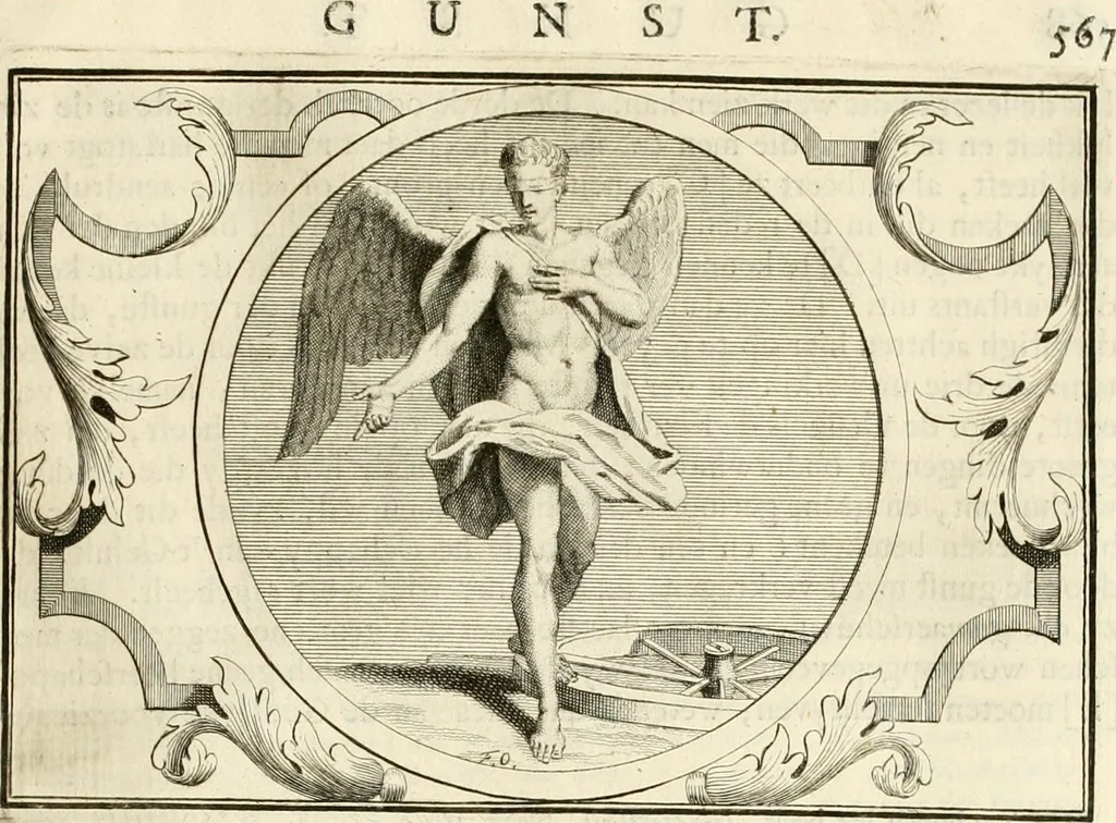 An illustration from Het groot natuur- en zedekundigh werelttoneel, of, Woordenboek van meer dan 1200 aeloude Egiptische, Grieksche en Romeinsche zinnebeelden of beeldenspraek ... : op nieu uit de oirsprongklyke schriften van Cezar Ripa, Zaratino Kastellini, Piërius Valerianus, Horus Apollo en andere ... getrokken in eene alphabetische ordre gebragt, met uitvoerige aenmerkingen en ophelderingen ... door een' ervaren taelen outheitkundigen, hebende voor het overige de uitmuntende dichter, Hubert Korneliszoon Poot dit werk ten opzichte van den text ... in klaer en zuiver Nederduitsch overgeschreven, en achte verscheide zinnebeelden dichtkundige toepassingen gestelt ; met fraeje kunstplaten versiert .., 1743, leaf 602