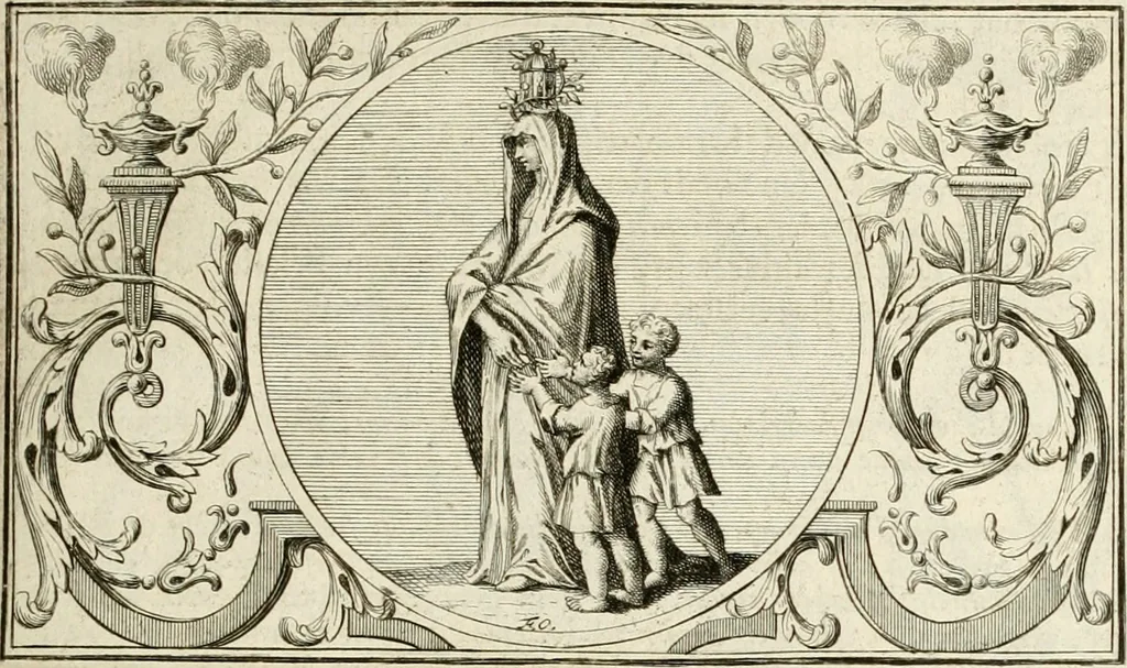 An illustration from Het groot natuur- en zedekundigh werelttoneel, of, Woordenboek van meer dan 1200 aeloude Egiptische, Grieksche en Romeinsche zinnebeelden of beeldenspraek ... : op nieu uit de oirsprongklyke schriften van Cezar Ripa, Zaratino Kastellini, Piërius Valerianus, Horus Apollo en andere ... getrokken in eene alphabetische ordre gebragt, met uitvoerige aenmerkingen en ophelderingen ... door een' ervaren taelen outheitkundigen, hebende voor het overige de uitmuntende dichter, Hubert Korneliszoon Poot dit werk ten opzichte van den text ... in klaer en zuiver Nederduitsch overgeschreven, en achte verscheide zinnebeelden dichtkundige toepassingen gestelt ; met fraeje kunstplaten versiert .., 1743, leaf 64