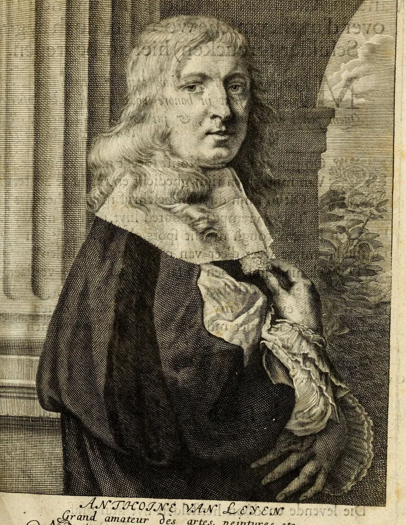 An illustration from Het gulden cabinet van de edele vry schilder-const : ontsloten door den lanck ghewenschten vrede tusschen de twee machtighe croonen van Spaignien en Vrancryck : waer-inne begrepen is den ontsterffe-lijcken loff vande vermaerste constiminnende geesten ende schilders van dese eeuw, hier inne meest naer het leven af-gebeldt, verciert met veel vermakelijcke rijmen ende spreucken, 1662, leaf 17