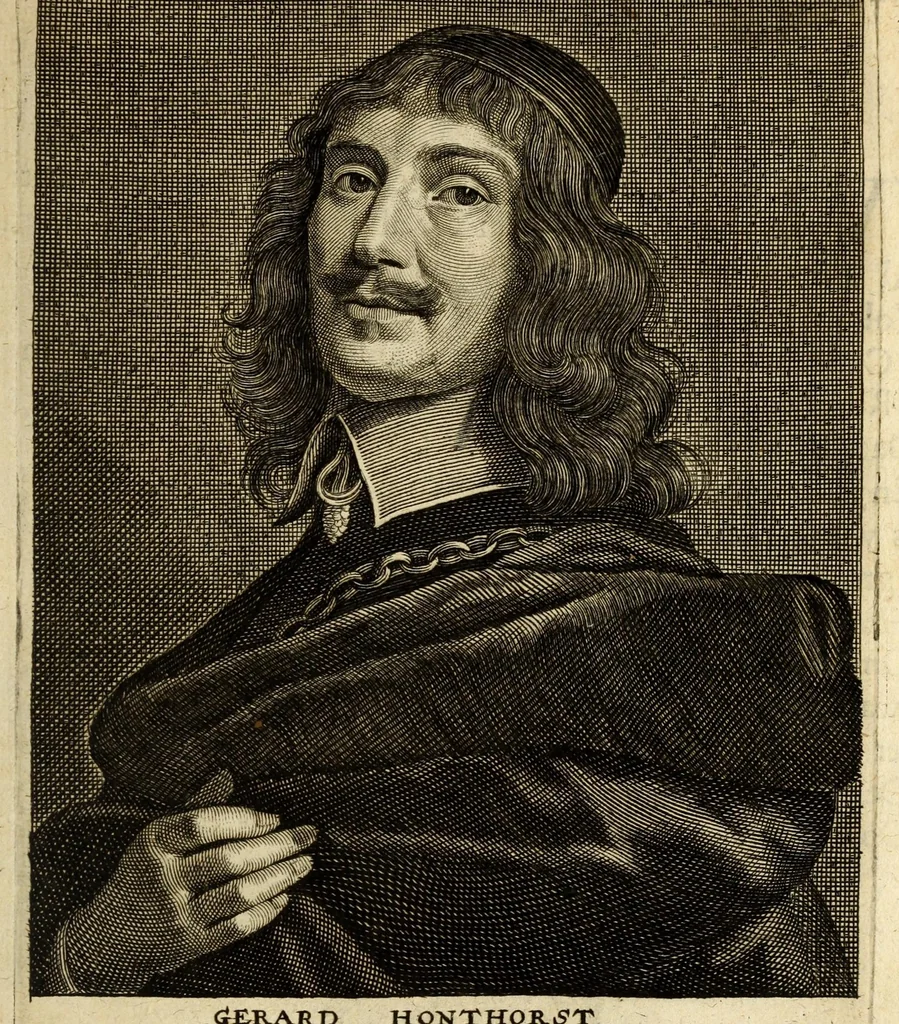 An illustration from Het gulden cabinet van de edele vry schilder-const : ontsloten door den lanck ghewenschten vrede tusschen de twee machtighe croonen van Spaignien en Vrancryck : waer-inne begrepen is den ontsterffe-lijcken loff vande vermaerste constiminnende geesten ende schilders van dese eeuw, hier inne meest naer het leven af-gebeldt, verciert met veel vermakelijcke rijmen ende spreucken, 1662, leaf 177