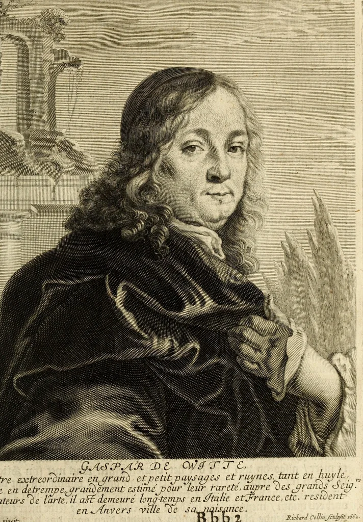 An illustration from Het gulden cabinet van de edele vry schilder-const : ontsloten door den lanck ghewenschten vrede tusschen de twee machtighe croonen van Spaignien en Vrancryck : waer-inne begrepen is den ontsterffe-lijcken loff vande vermaerste constiminnende geesten ende schilders van dese eeuw, hier inne meest naer het leven af-gebeldt, verciert met veel vermakelijcke rijmen ende spreucken, 1662, leaf 411