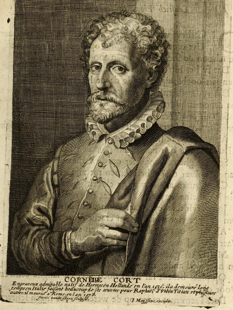 An illustration from Het gulden cabinet van de edele vry schilder-const : ontsloten door den lanck ghewenschten vrede tusschen de twee machtighe croonen van Spaignien en Vrancryck : waer-inne begrepen is den ontsterffe-lijcken loff vande vermaerste constiminnende geesten ende schilders van dese eeuw, hier inne meest naer het leven af-gebeldt, verciert met veel vermakelijcke rijmen ende spreucken, 1662, leaf 467
