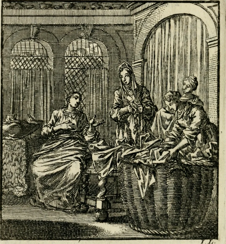 An illustration from Het leerzaam huisraad : vertoond in vyftig konstige figuuren, met godlyke spreuken en stichtelyke verzen, 1731, leaf 127