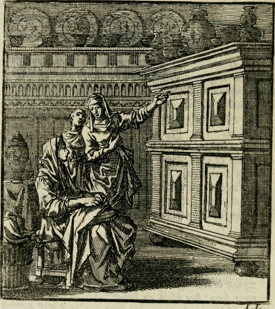 An illustration from Het leerzaam huisraad : vertoond in vyftig konstige figuuren, met godlyke spreuken en stichtelyke verzen, 1731, leaf 131