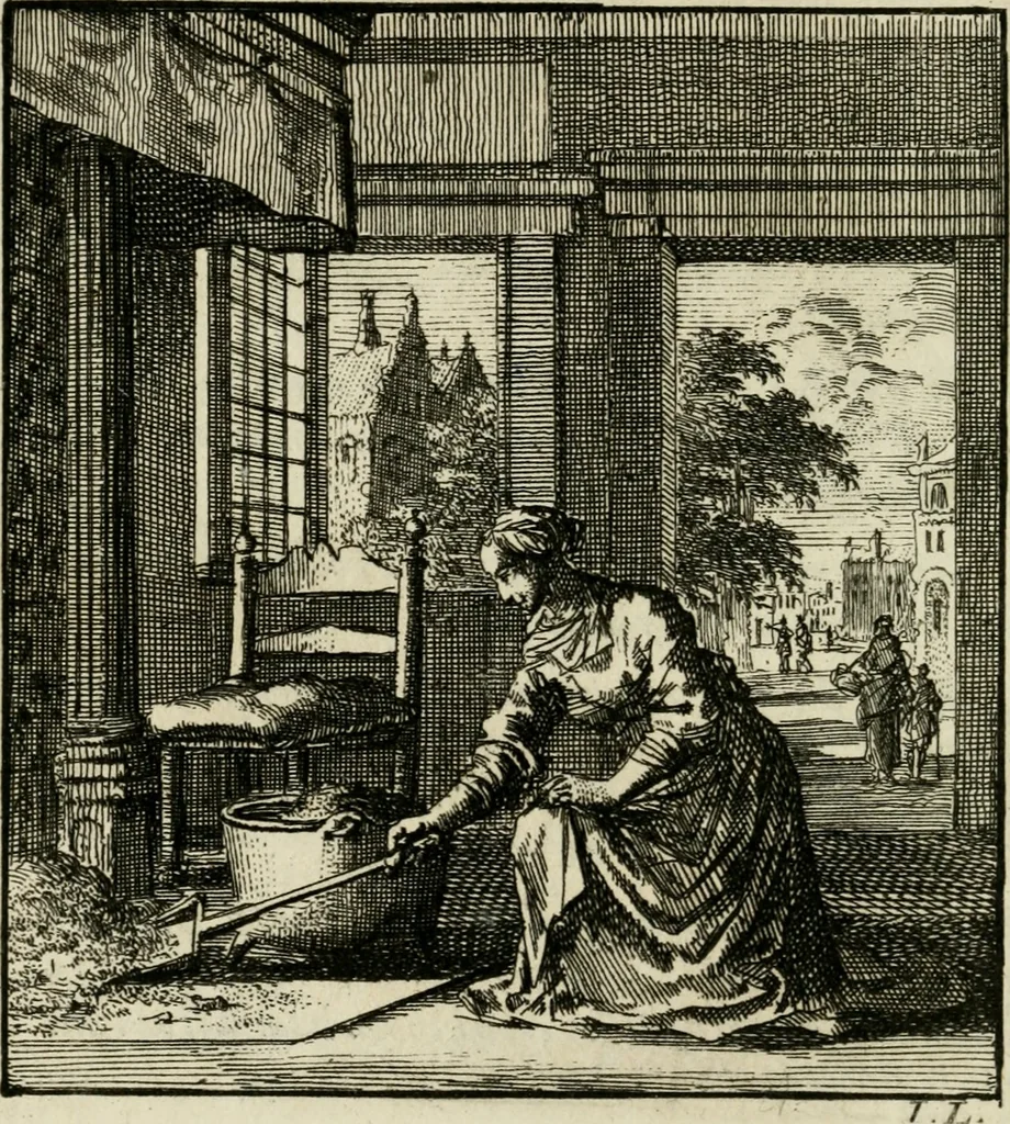 An illustration from Het leerzaam huisraad : vertoond in vyftig konstige figuuren, met godlyke spreuken en stichtelyke verzen, 1731, leaf 151