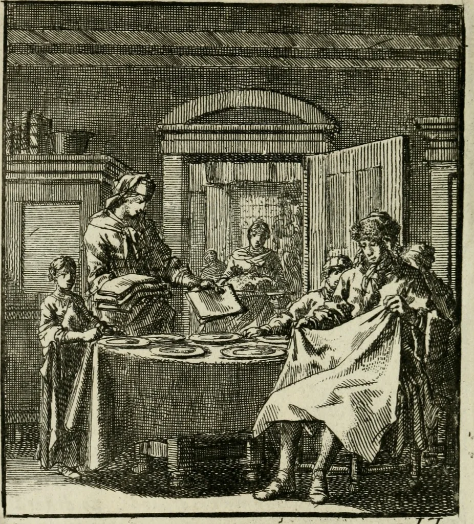 An illustration from Het leerzaam huisraad : vertoond in vyftig konstige figuuren, met godlyke spreuken en stichtelyke verzen, 1731, leaf 163