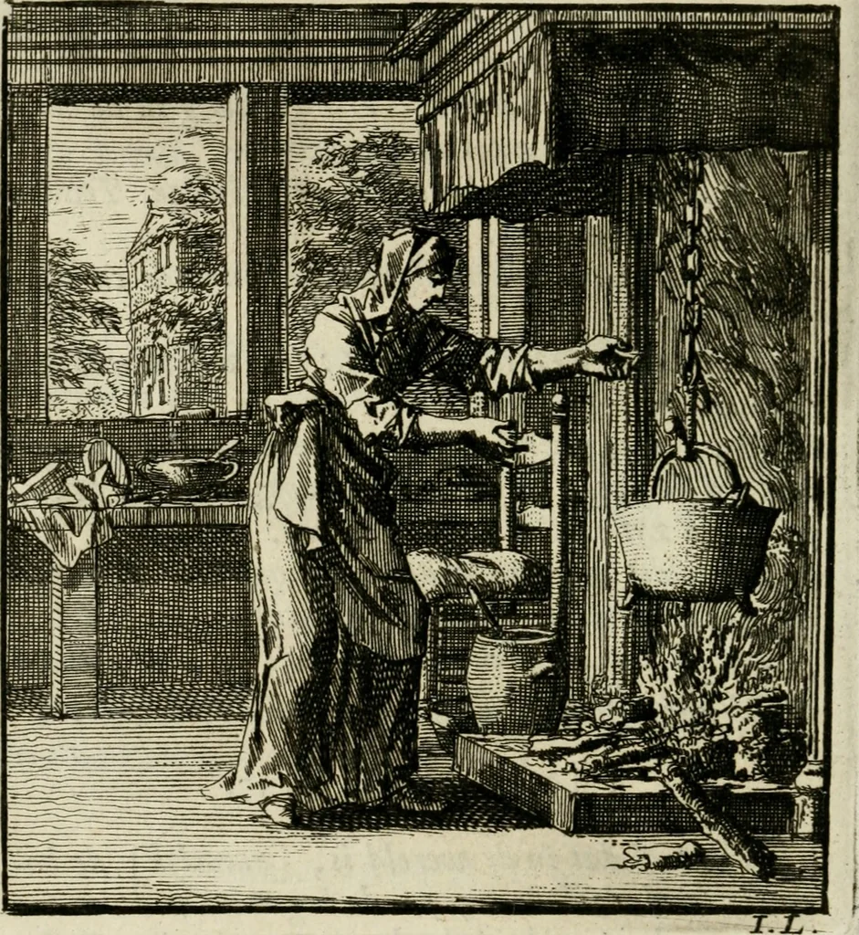 An illustration from Het leerzaam huisraad : vertoond in vyftig konstige figuuren, met godlyke spreuken en stichtelyke verzen, 1731, leaf 181