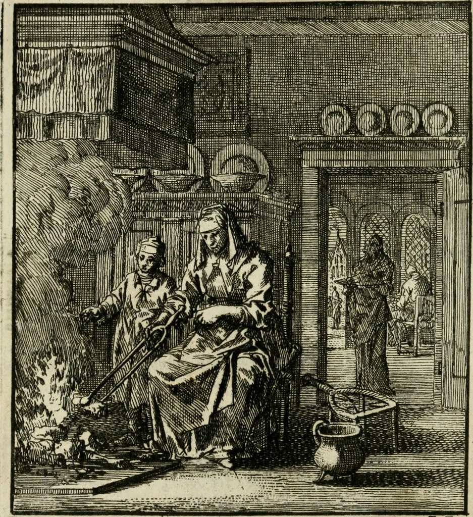 An illustration from Het leerzaam huisraad : vertoond in vyftig konstige figuuren, met godlyke spreuken en stichtelyke verzen, 1731, leaf 29