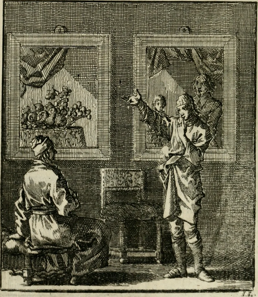 An illustration from Het leerzaam huisraad : vertoond in vyftig konstige figuuren, met godlyke spreuken en stichtelyke verzen, 1731, leaf 81