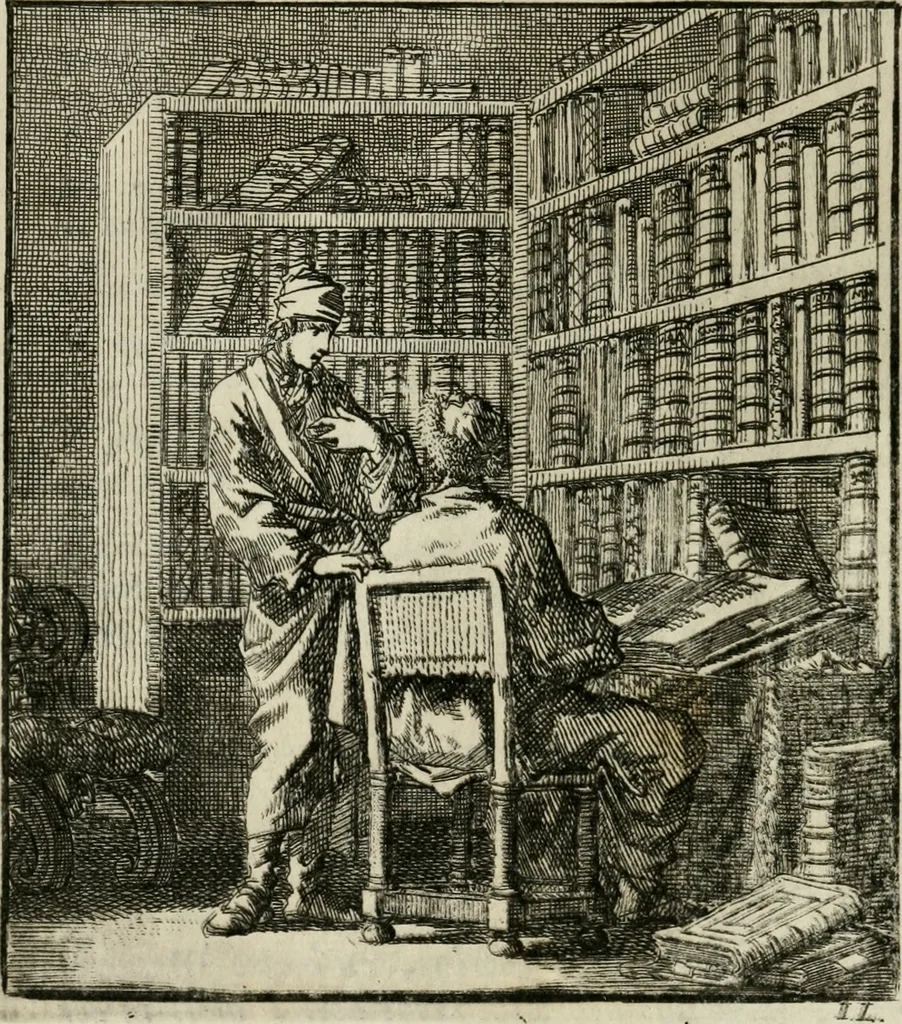 An illustration from Het leerzaam huisraad : vertoond in vyftig konstige figuuren, met godlyke spreuken en stichtelyke verzen, 1731, leaf 85