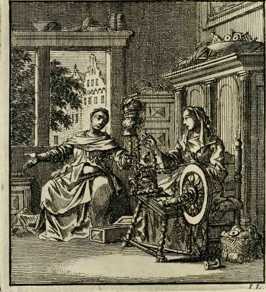 An illustration from Het leerzaam huisraad : vertoond in vyftig konstige figuuren, met godlyke spreuken en stichtelyke verzen, 1731, leaf 93