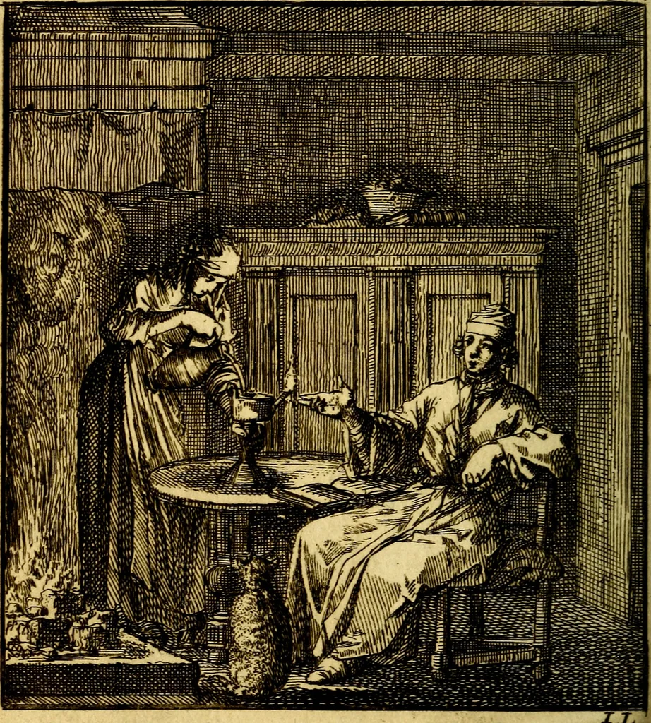 An illustration from Het leezaam huisraad, vertoond in vyftig konstige figuuren, met godlyke spruken en stichtelyke verzen, 1711, leaf 103