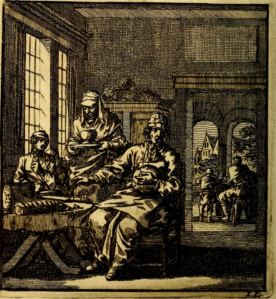 An illustration from Het leezaam huisraad, vertoond in vyftig konstige figuuren, met godlyke spruken en stichtelyke verzen, 1711, leaf 143