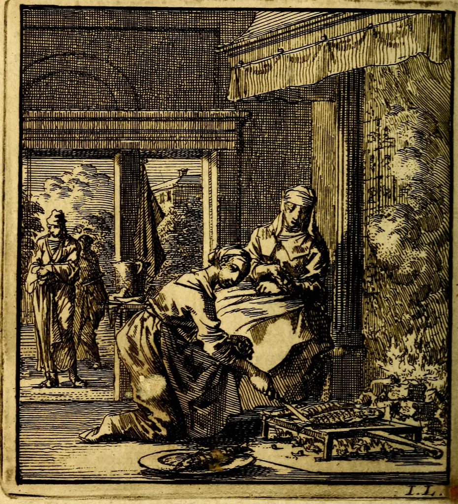 An illustration from Het leezaam huisraad, vertoond in vyftig konstige figuuren, met godlyke spruken en stichtelyke verzen, 1711, leaf 147