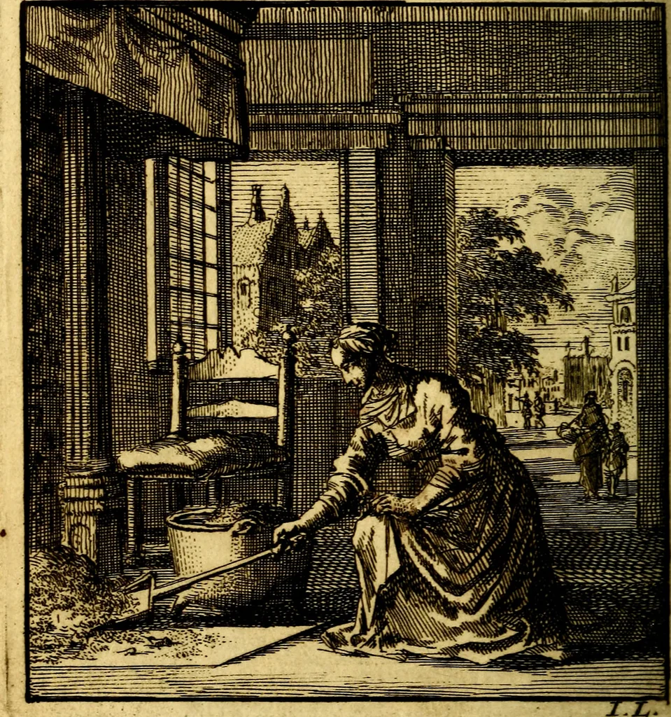 An illustration from Het leezaam huisraad, vertoond in vyftig konstige figuuren, met godlyke spruken en stichtelyke verzen, 1711, leaf 151