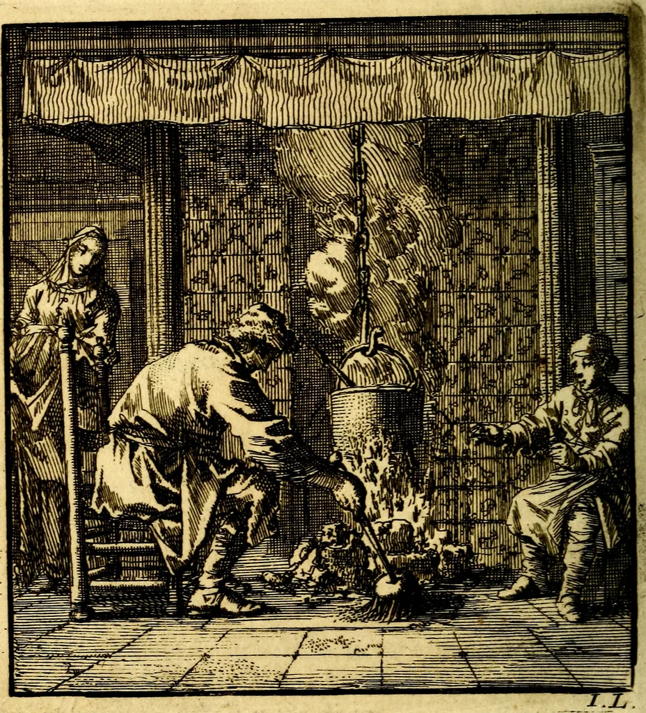 An illustration from Het leezaam huisraad, vertoond in vyftig konstige figuuren, met godlyke spruken en stichtelyke verzen, 1711, leaf 155