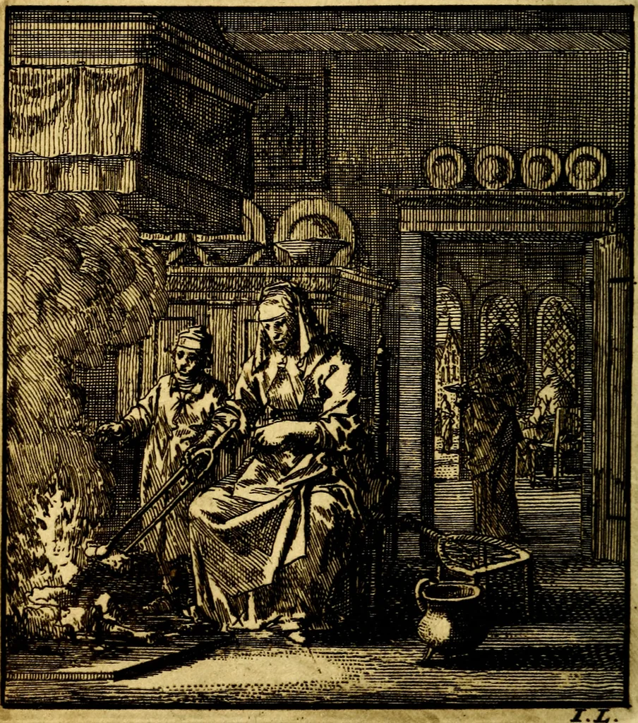 An illustration from Het leezaam huisraad, vertoond in vyftig konstige figuuren, met godlyke spruken en stichtelyke verzen, 1711, leaf 29