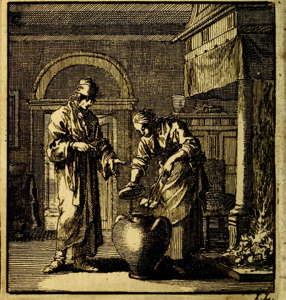 An illustration from Het leezaam huisraad, vertoond in vyftig konstige figuuren, met godlyke spruken en stichtelyke verzen, 1711, leaf 31