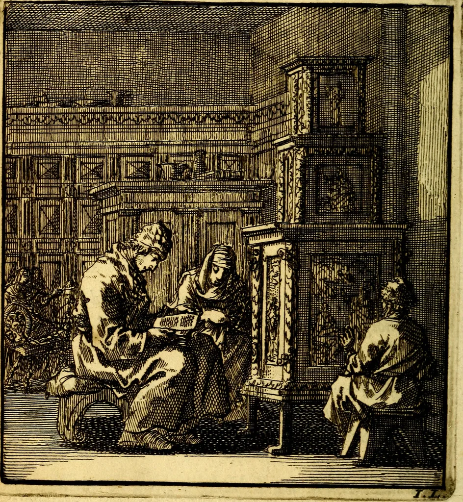 An illustration from Het leezaam huisraad, vertoond in vyftig konstige figuuren, met godlyke spruken en stichtelyke verzen, 1711, leaf 43