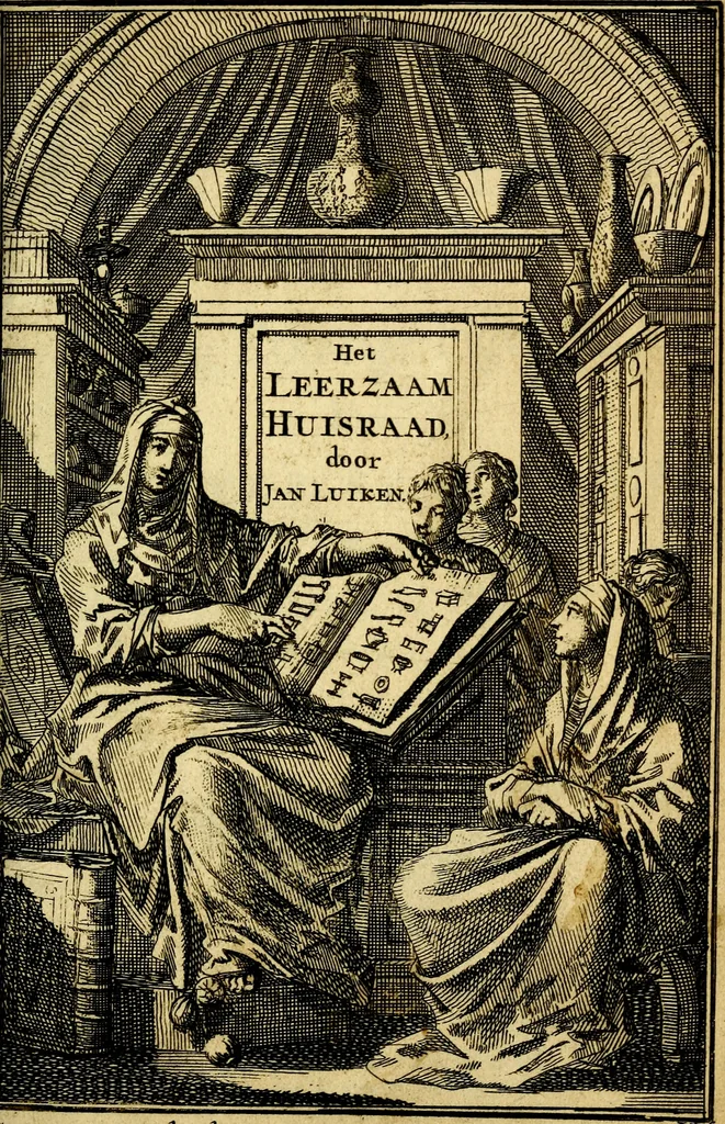 An illustration from Het leezaam huisraad, vertoond in vyftig konstige figuuren, met godlyke spruken en stichtelyke verzen, 1711, leaf 6